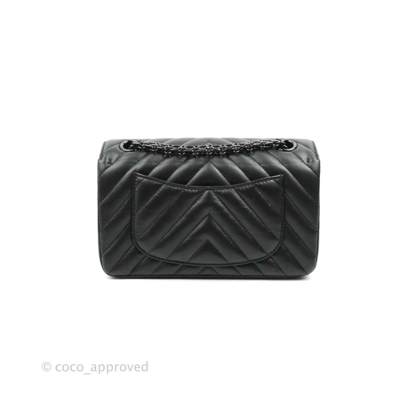 Chanel Mini Reissue 224 So Black Chevron Calfskin Black Hardware