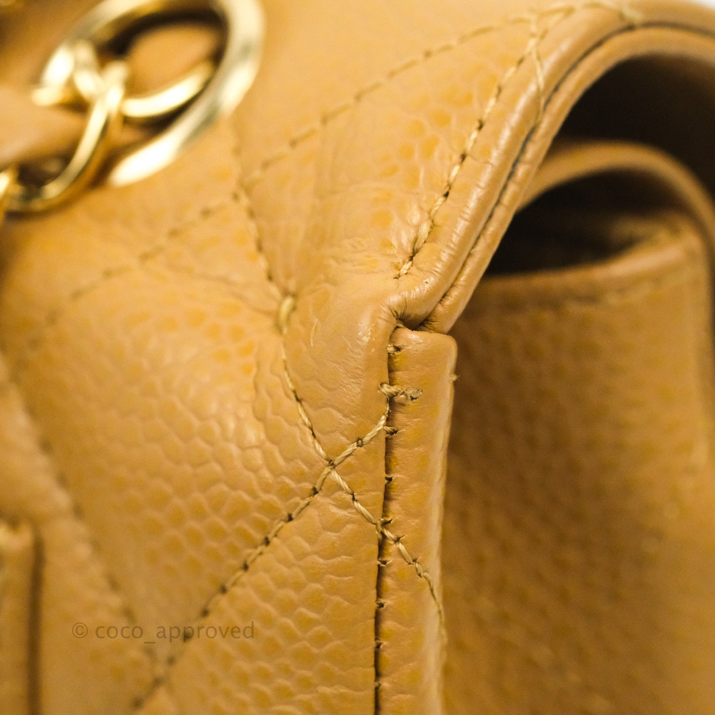 Chanel S/M Small Classic Quilted Flap Dark Beige Caviar 24K Gold Hardware