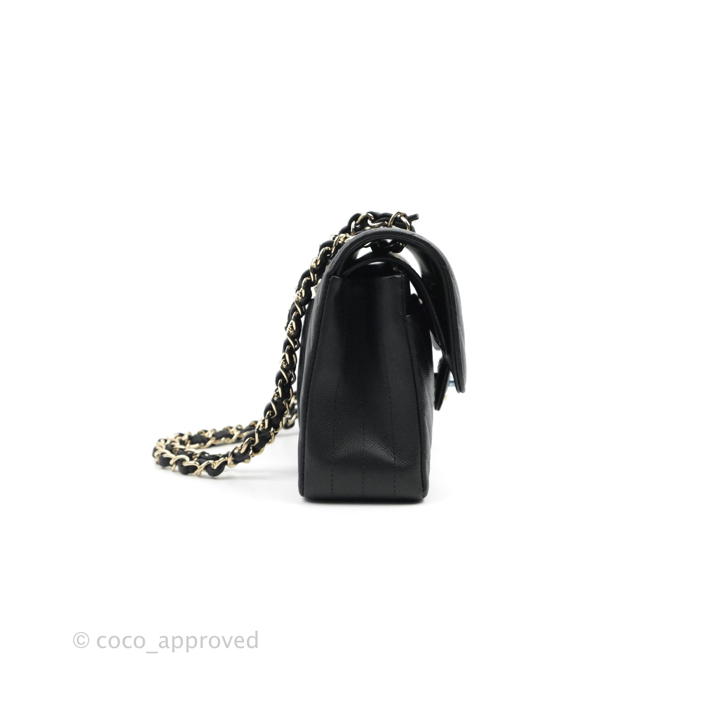 Chanel Classic Chevron S/M Small Double Flap Black Caviar Gold Hardware