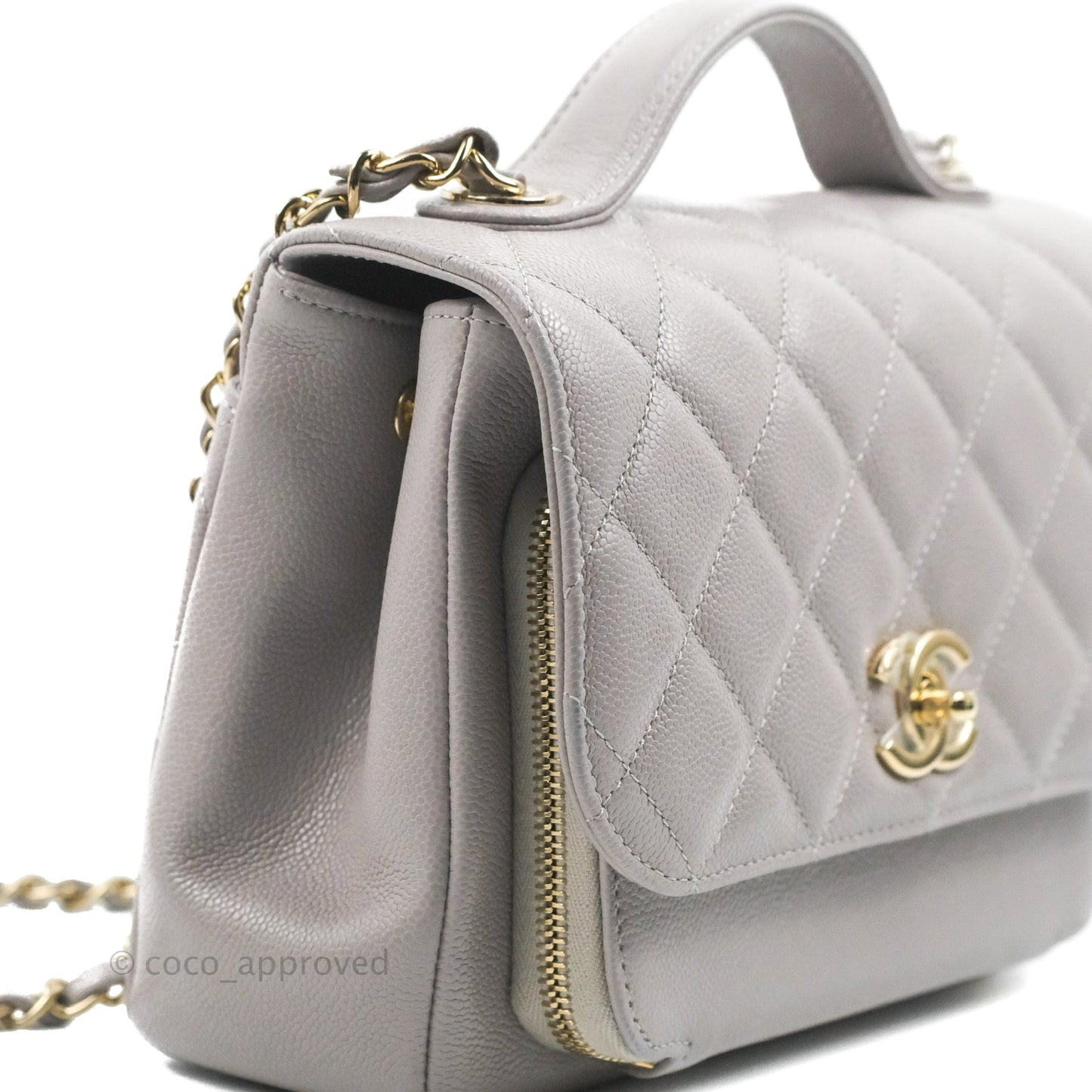 Chanel Quilted Medium Business Affinity Flap Grey Caviar Gold Hardware