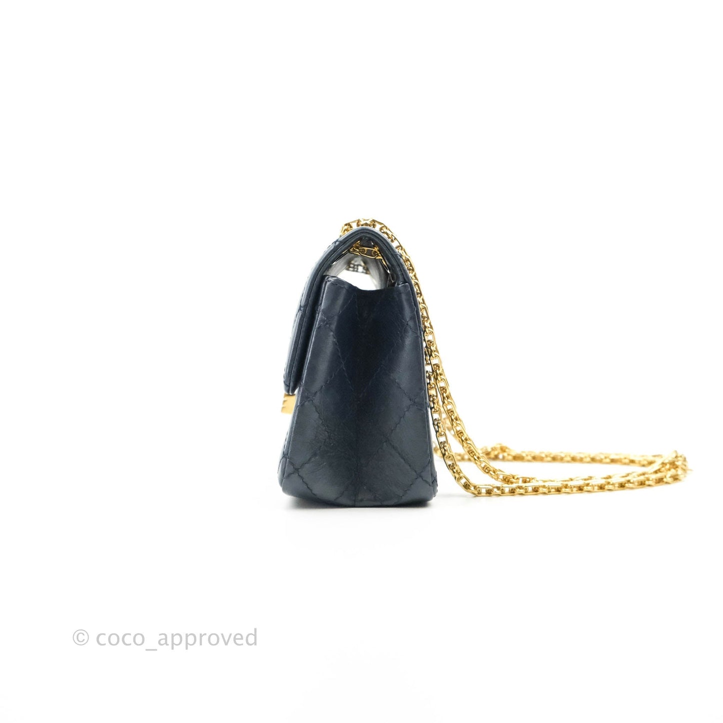 Chanel Mini Reissue 224 Navy Aged Calfskin Gold Hardware