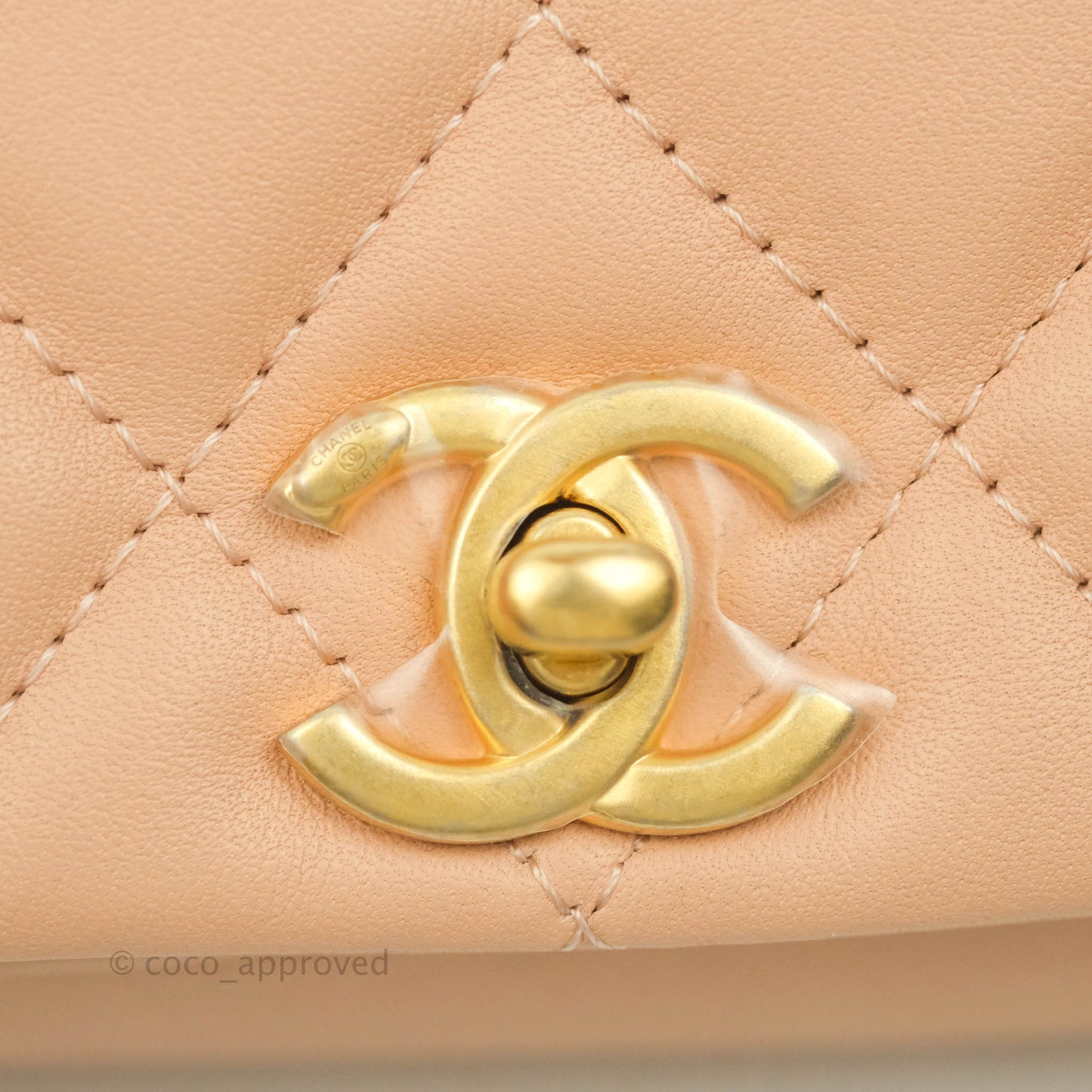 Chanel Clutch with Chain Beige Pink Calfskin Aged Gold Hardware