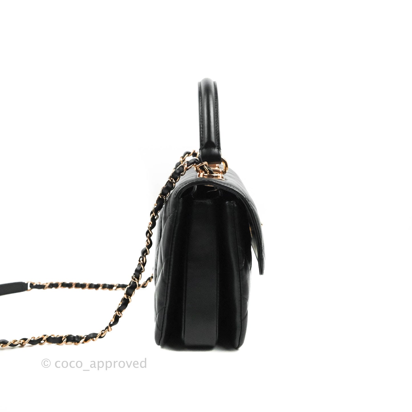 Chanel Small Trendy CC Black Lambskin Rose Gold Hardware 22C
