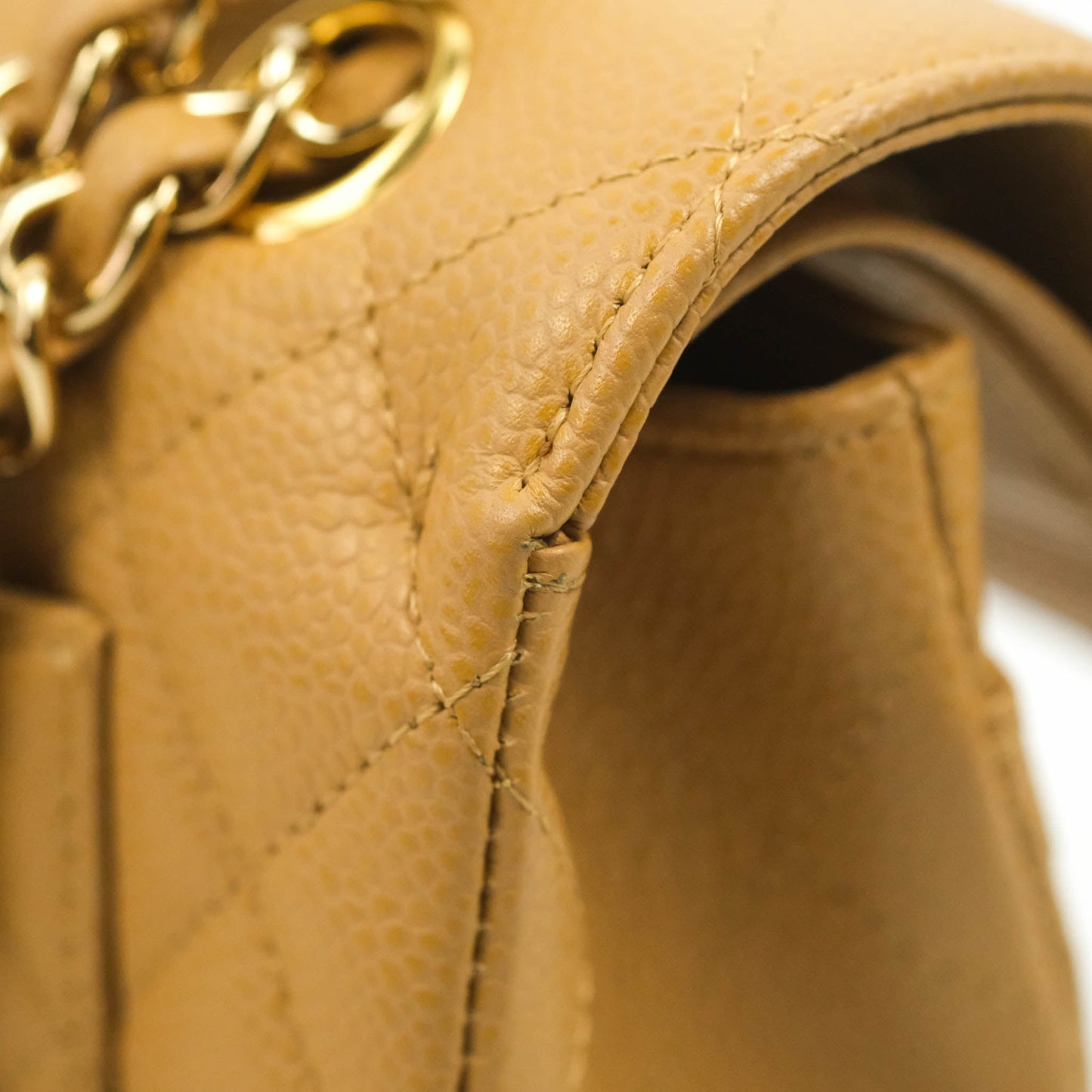 Chanel S/M Small Classic Quilted Flap Dark Beige Caviar 24K Gold Hardware