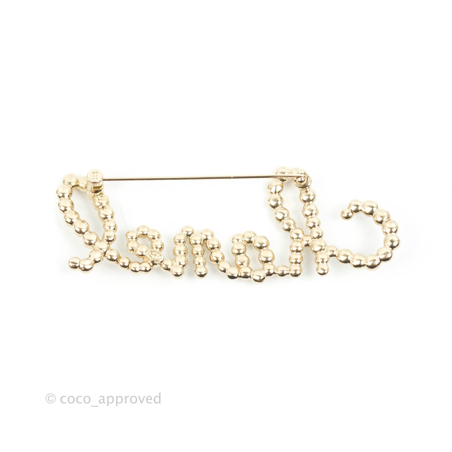 Chanel Crystal Pearl Brooch Gold Tone 20V