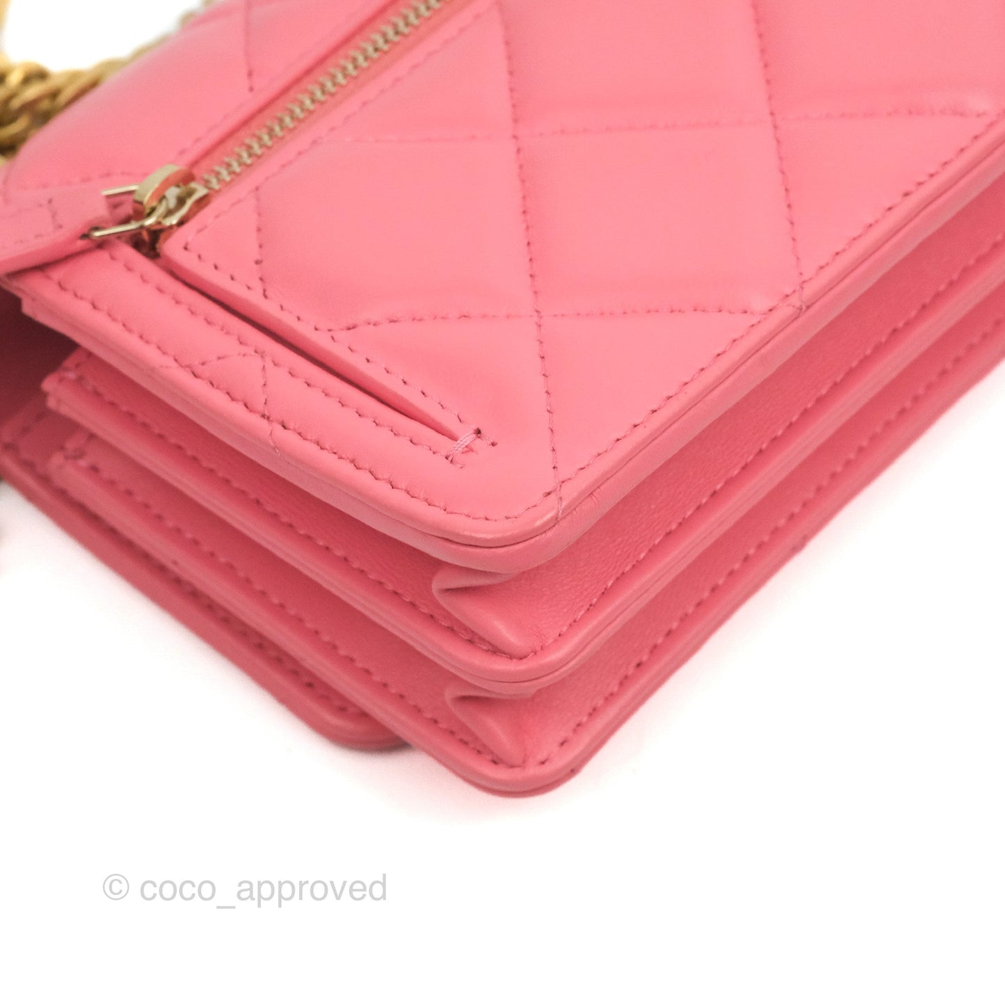 Chanel Enamel Quilted Pending CC Mini WOC Pink Lambskin Aged Gold Hardware 22P