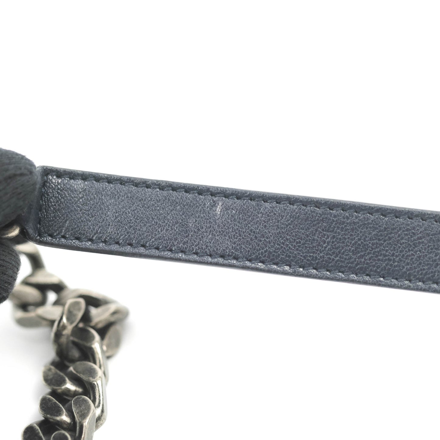 Saint Laurent Chevron Large College Navy Chain Bag Ruthenium Hardware