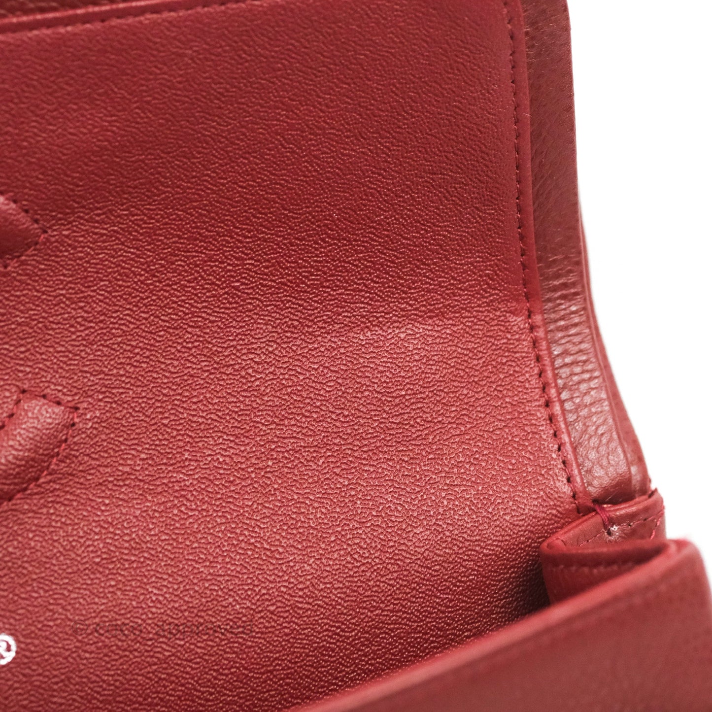 Chanel Classic M/L Medium Flap Quilted Dark Red Caviar Silver Hardware