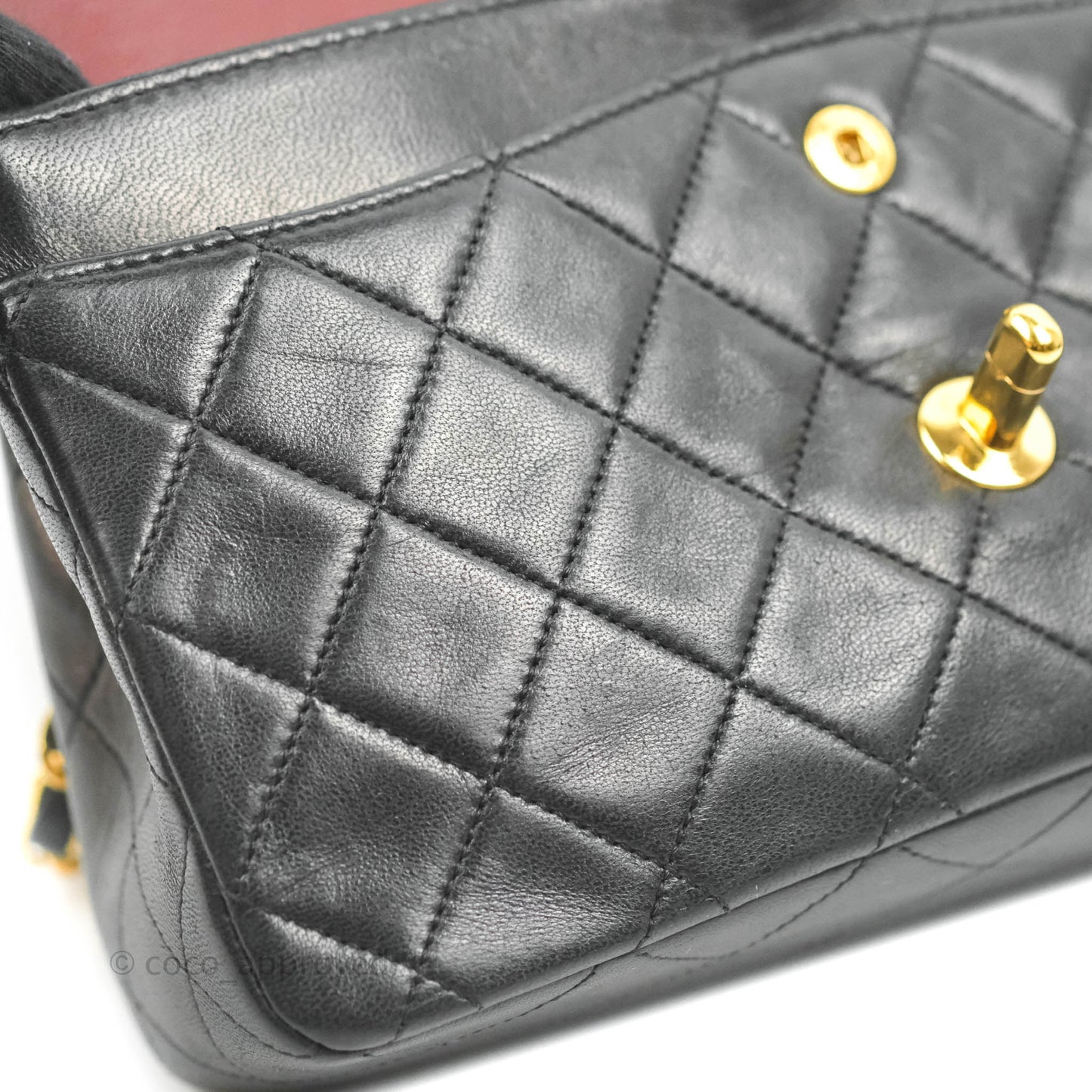 Chanel Vintage Classic S/M Small Double Flap Bag Black Lambskin 24K Gold Hardware