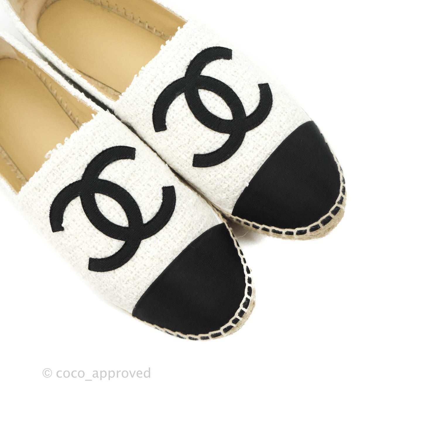 Chanel Espadrilles Tweed Black White 42C