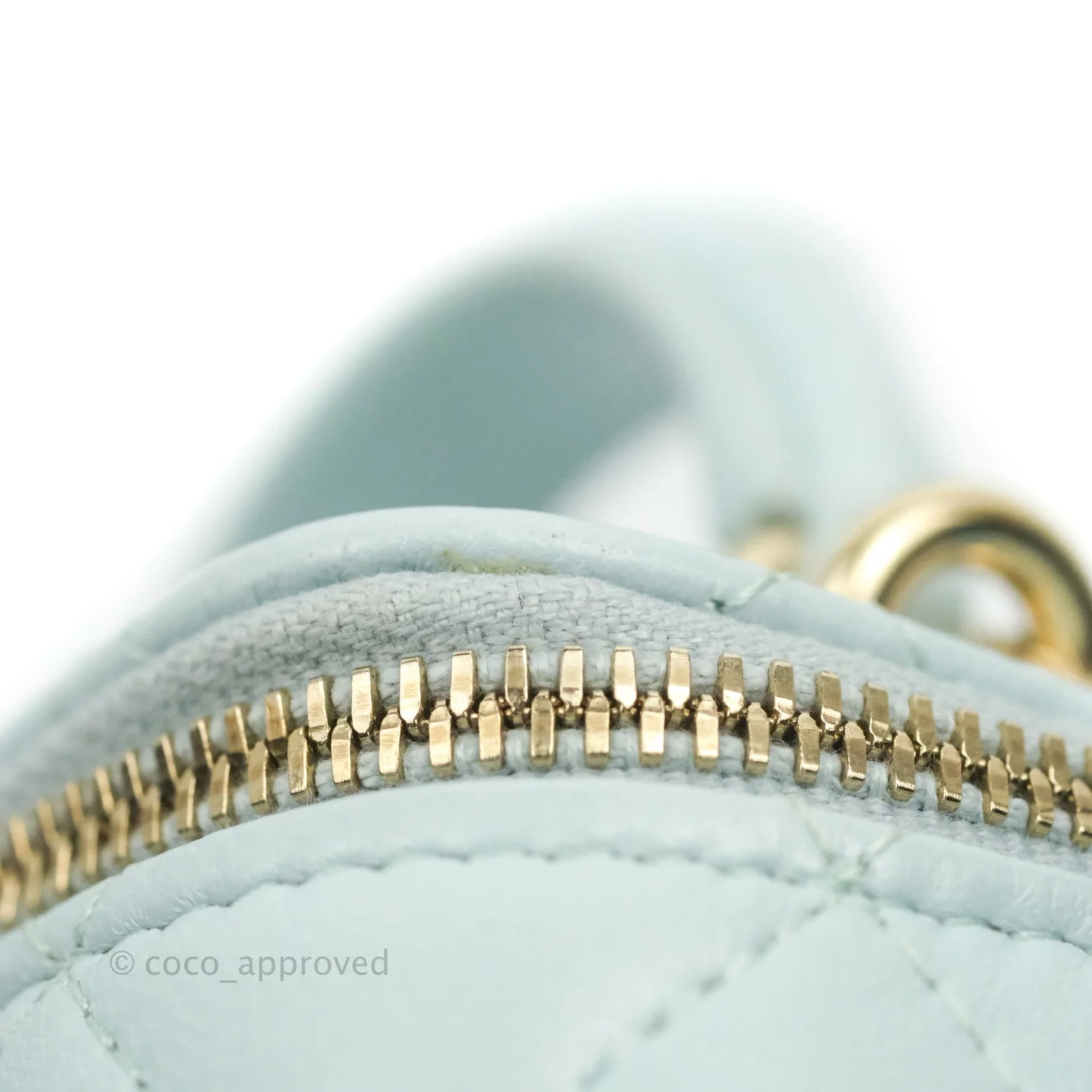 Chanel Mini Top Handle Vanity With Chain Light Blue Lambskin Gold Hardware