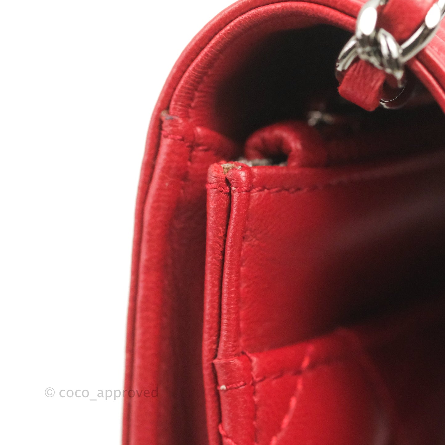 Chanel Boy Wallet on Chain WOC Red Lambskin Dark Silver Hardware