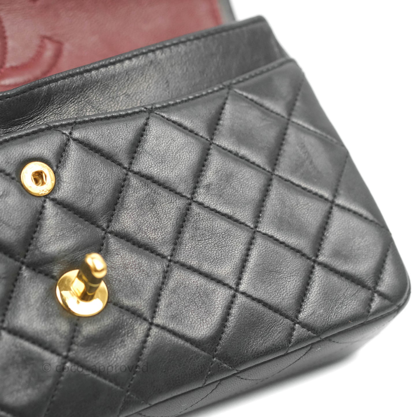 Chanel Vintage Classic S/M Small Double Flap Bag Black Lambskin 24K Gold Hardware