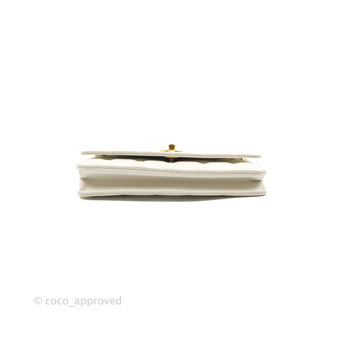 Chanel Quilted Gold CC Coin Wallet on Chain WOC White Caviar Gold Hardware