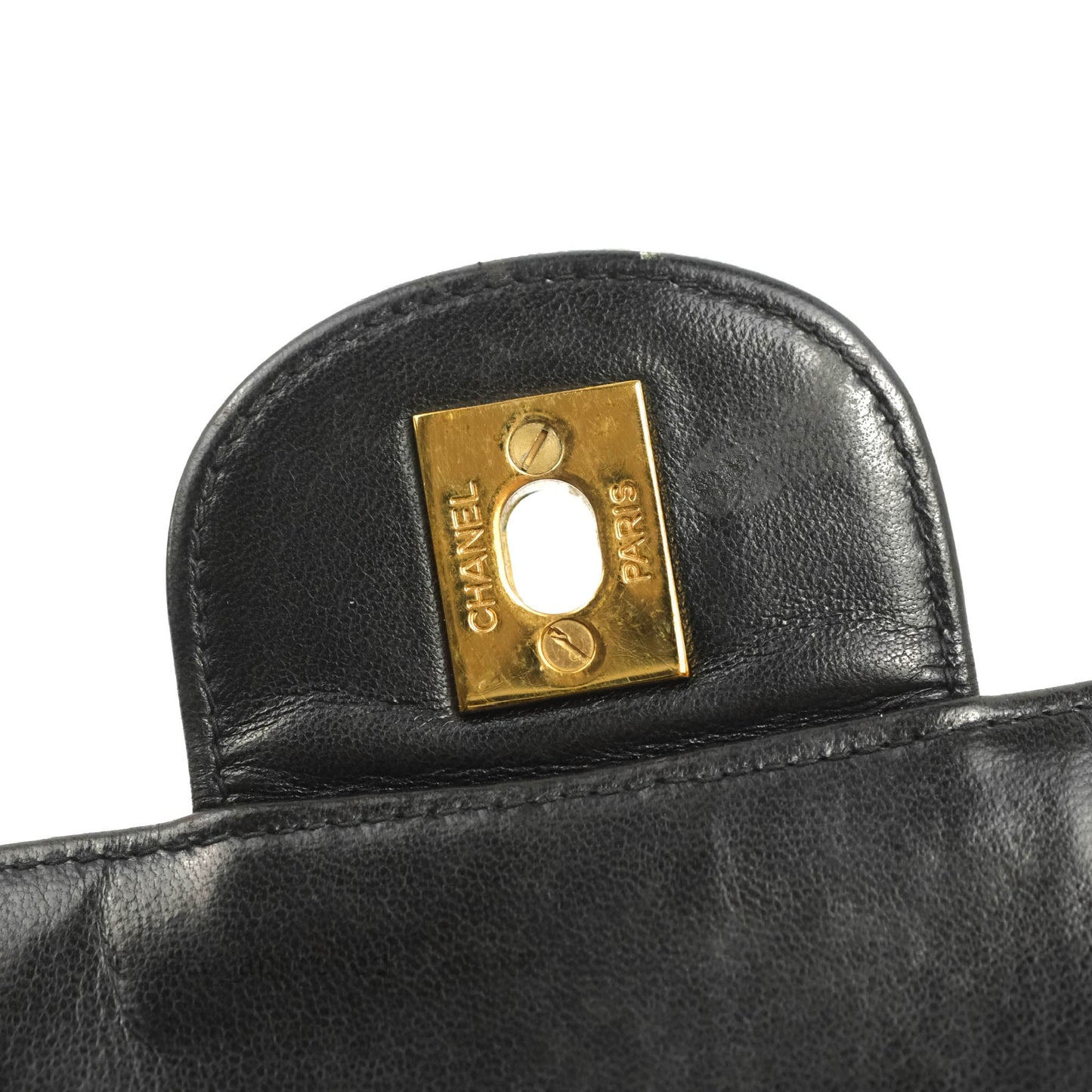 Chanel Vintage Jumbo Single Flap Black Lambskin 24K Gold Hardware
