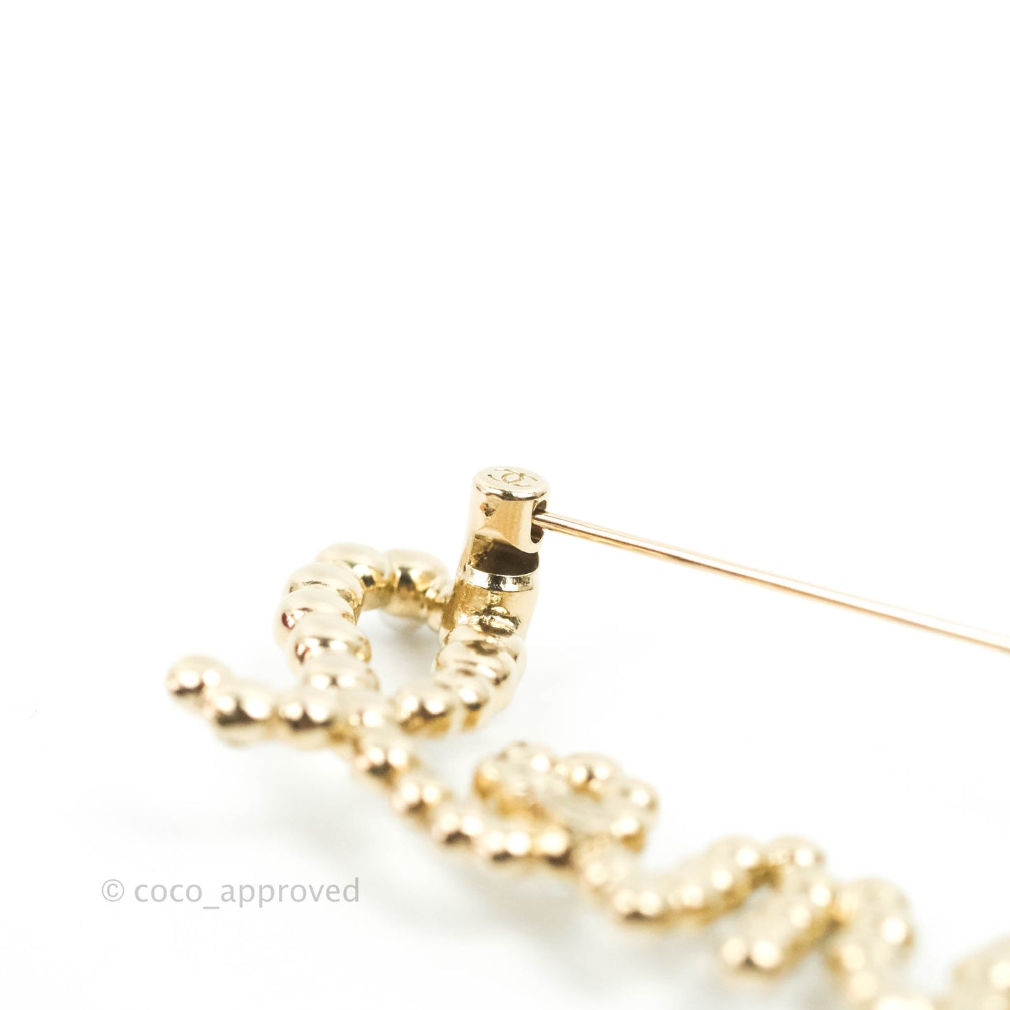 Chanel Crystal Pearl Brooch Gold Tone 20V