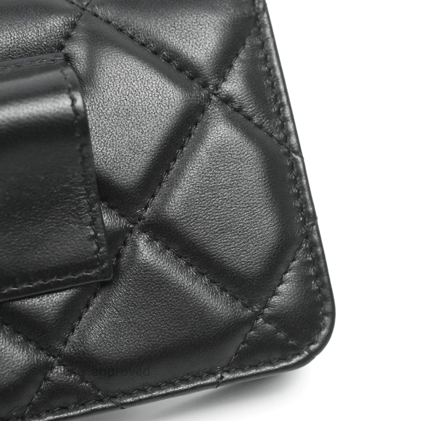 Chanel Resin Bi-Color Chain Mini Card Holder Belt Bag Black Lambskin Gold Hardware