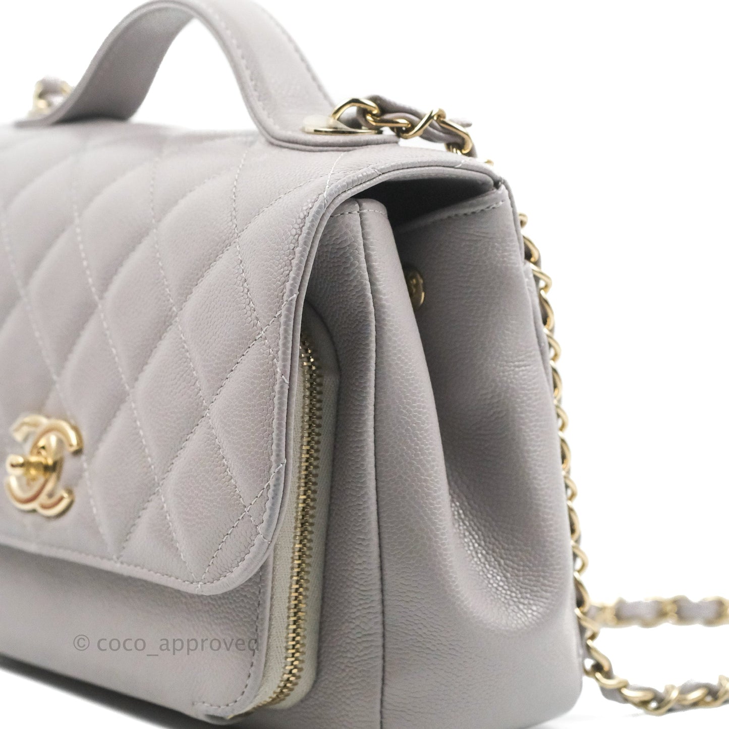 Chanel Quilted Medium Business Affinity Flap Grey Caviar Gold Hardware