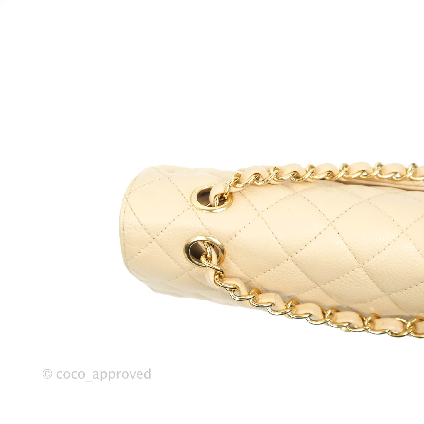Chanel Classic M/L Medium Double Flap Bag Beige Caviar Gold Hardware