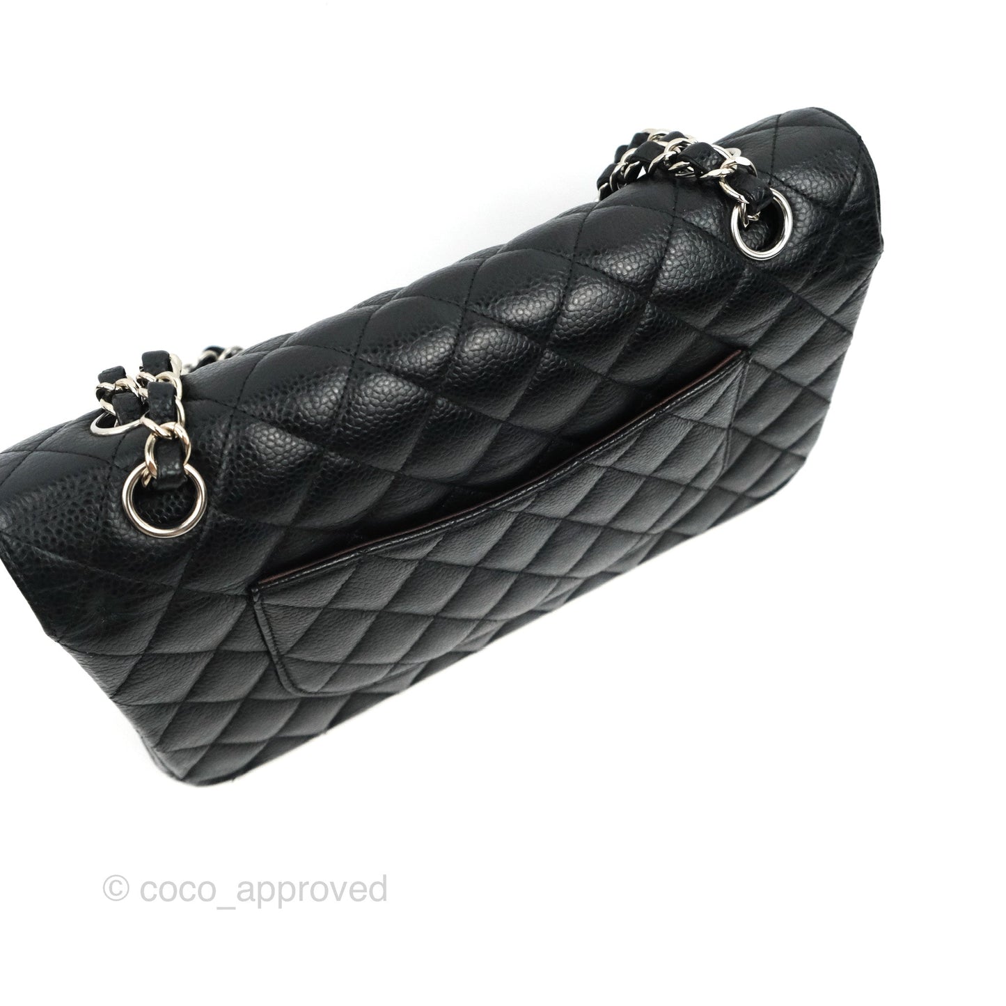 Chanel Classic M/L Medium Flap Quilted Black Caviar Silver Hardware