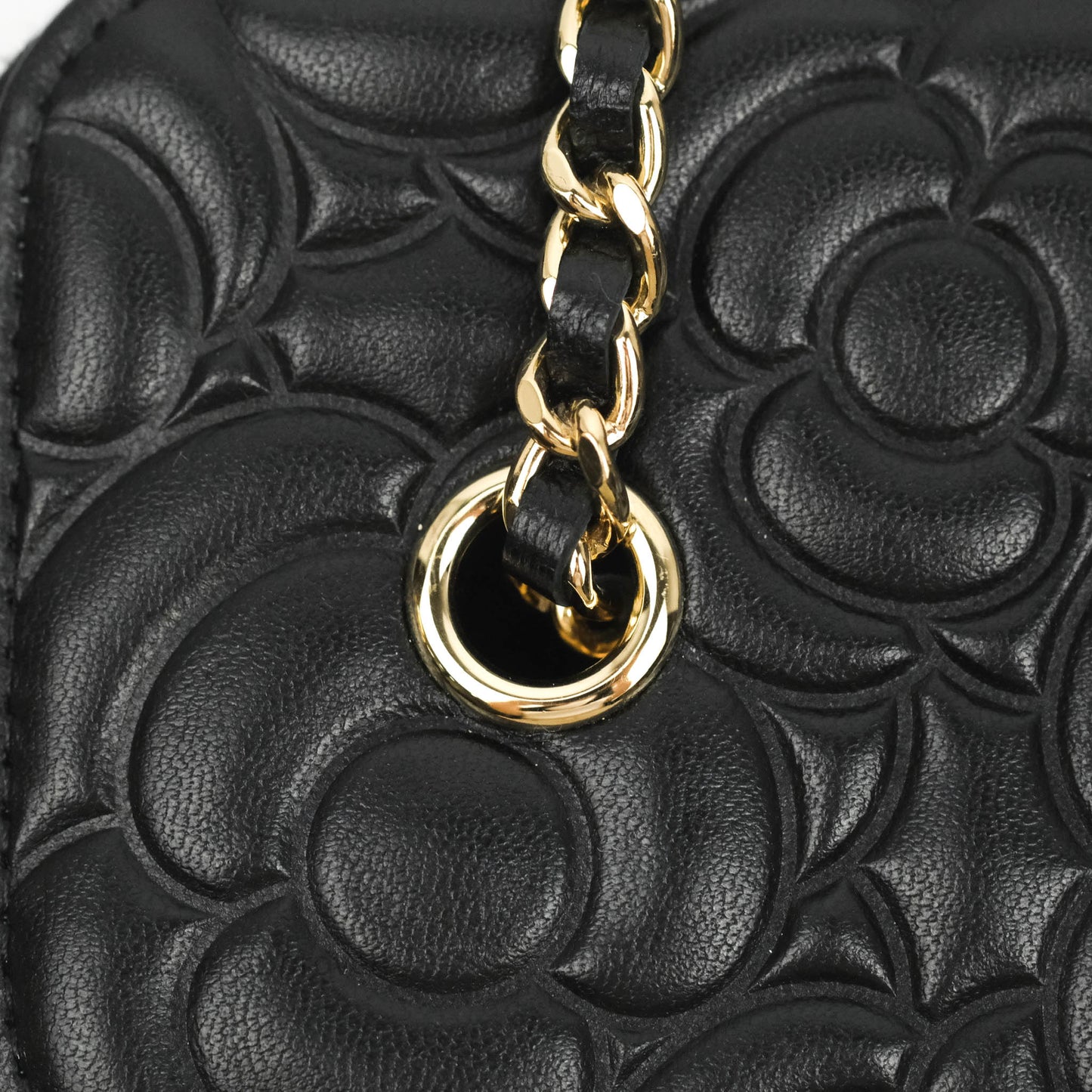 Chanel Vanity Rectangular Camellia Embossed Black Lambskin Gold Hardware