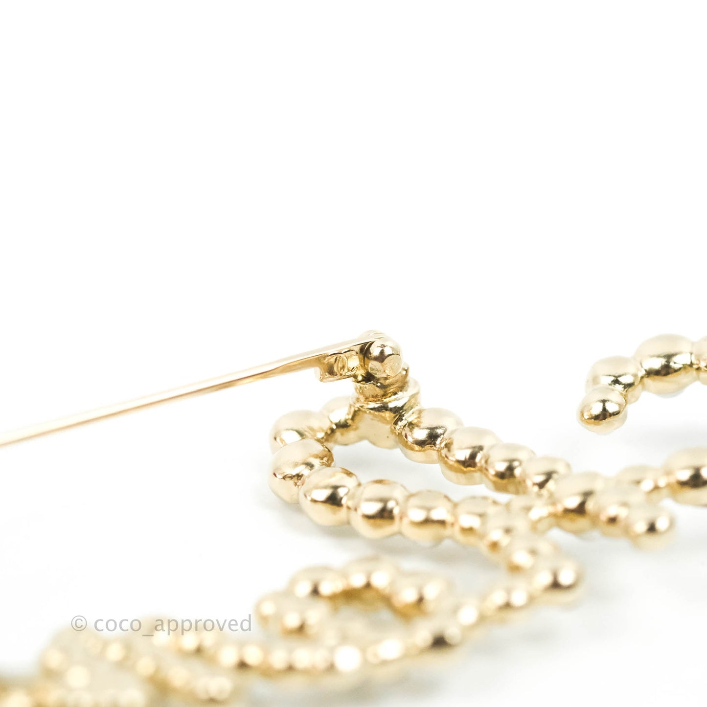 Chanel Crystal Pearl Brooch Gold Tone 20V