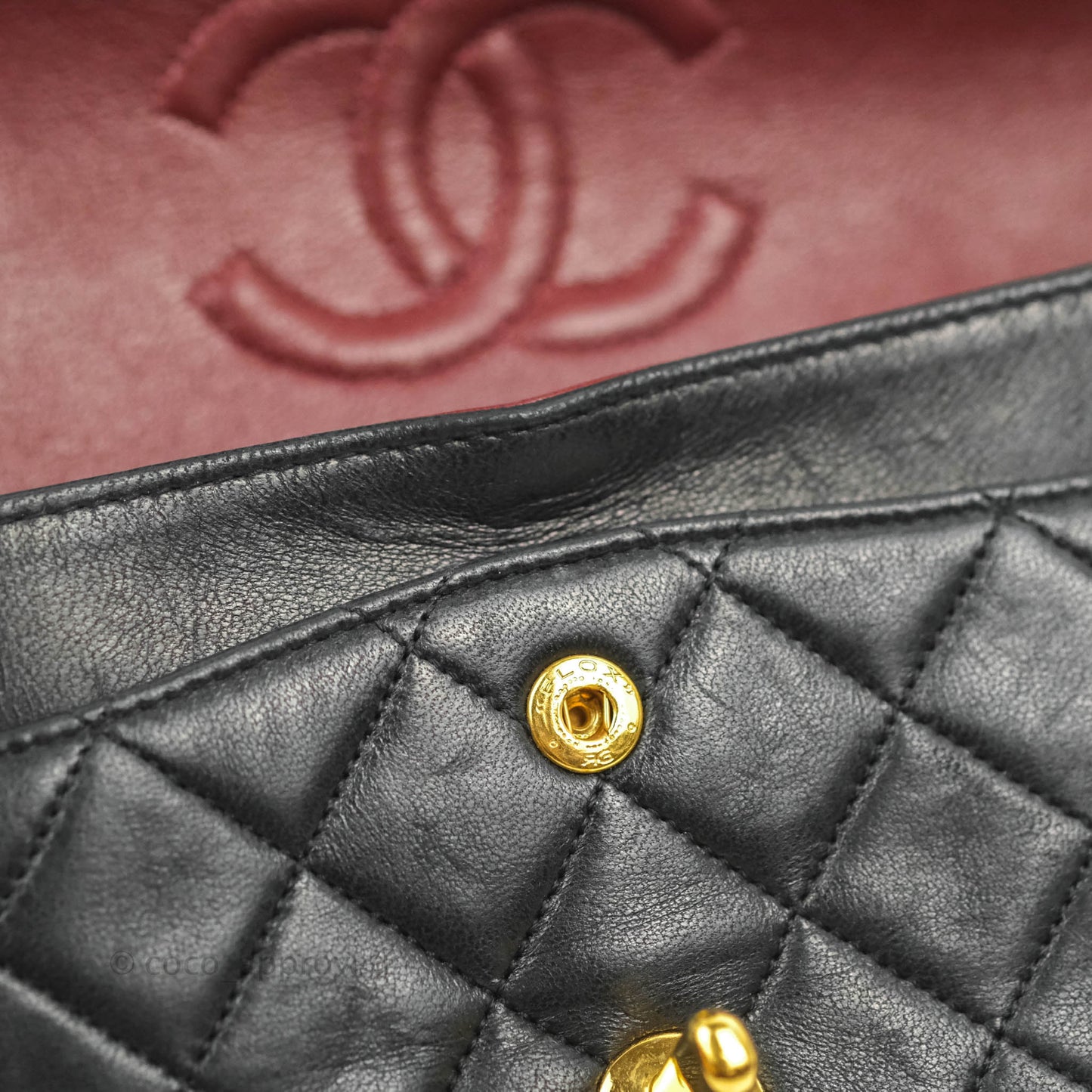 Chanel Vintage Classic S/M Small Double Flap Bag Black Lambskin 24K Gold Hardware