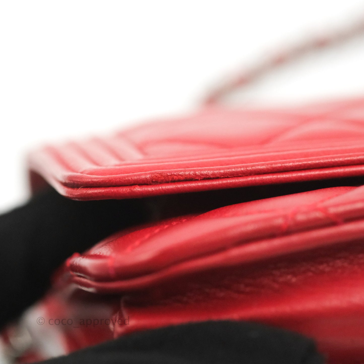 Chanel Boy Wallet on Chain WOC Red Lambskin Dark Silver Hardware