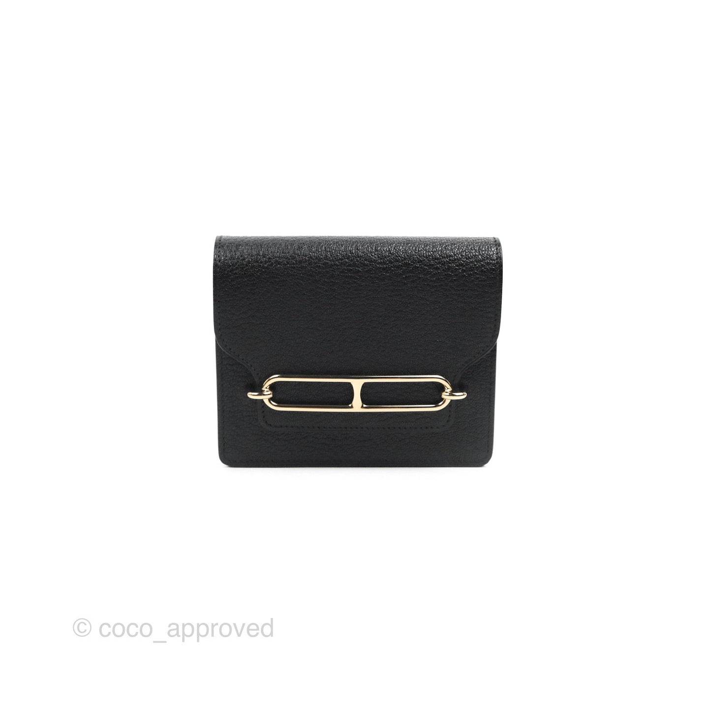 Hermès Roulis Slim Wallet Chevre Mysore Black Gold Hardware