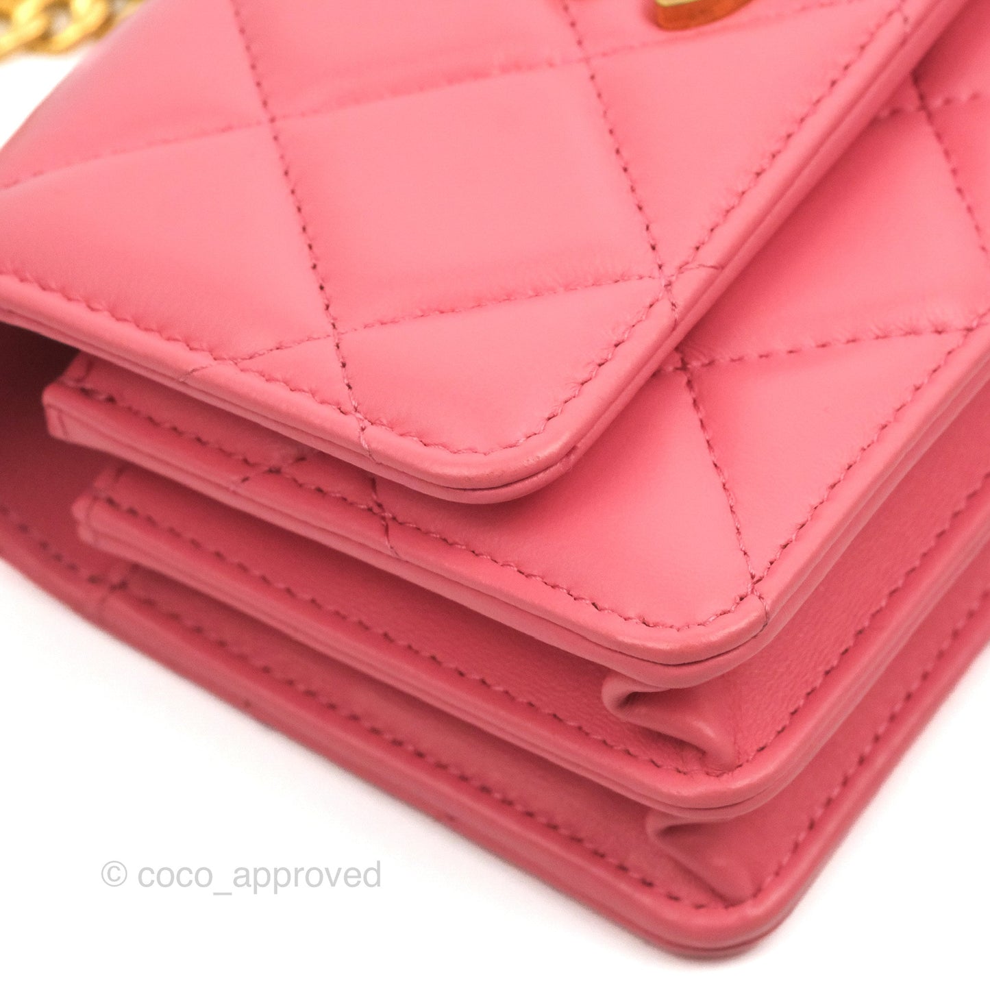 Chanel Enamel Quilted Pending CC Mini WOC Pink Lambskin Aged Gold Hardware 22P