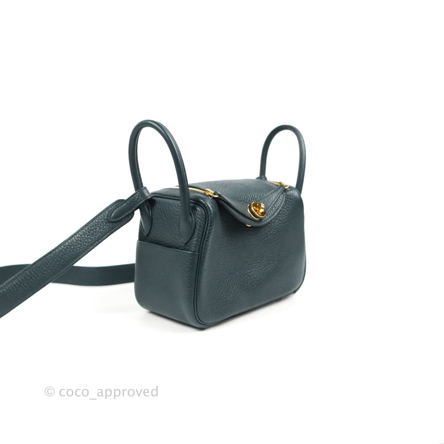 Hermès Mini Lindy 20 Vert Cypres Clemence Gold Hardware
