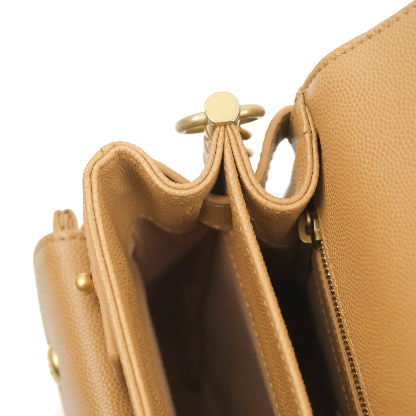 Chanel Mini Messenger Bag Beige Caviar Gold Hardware 21K