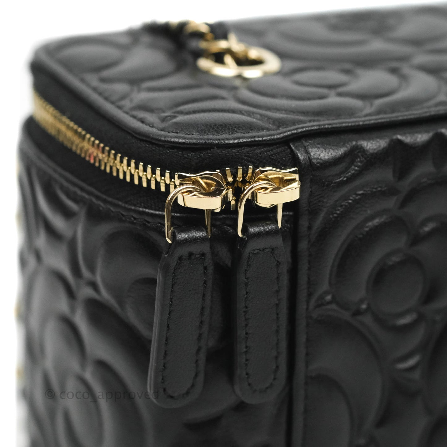 Chanel Vanity Rectangular Camellia Embossed Black Lambskin Gold Hardware