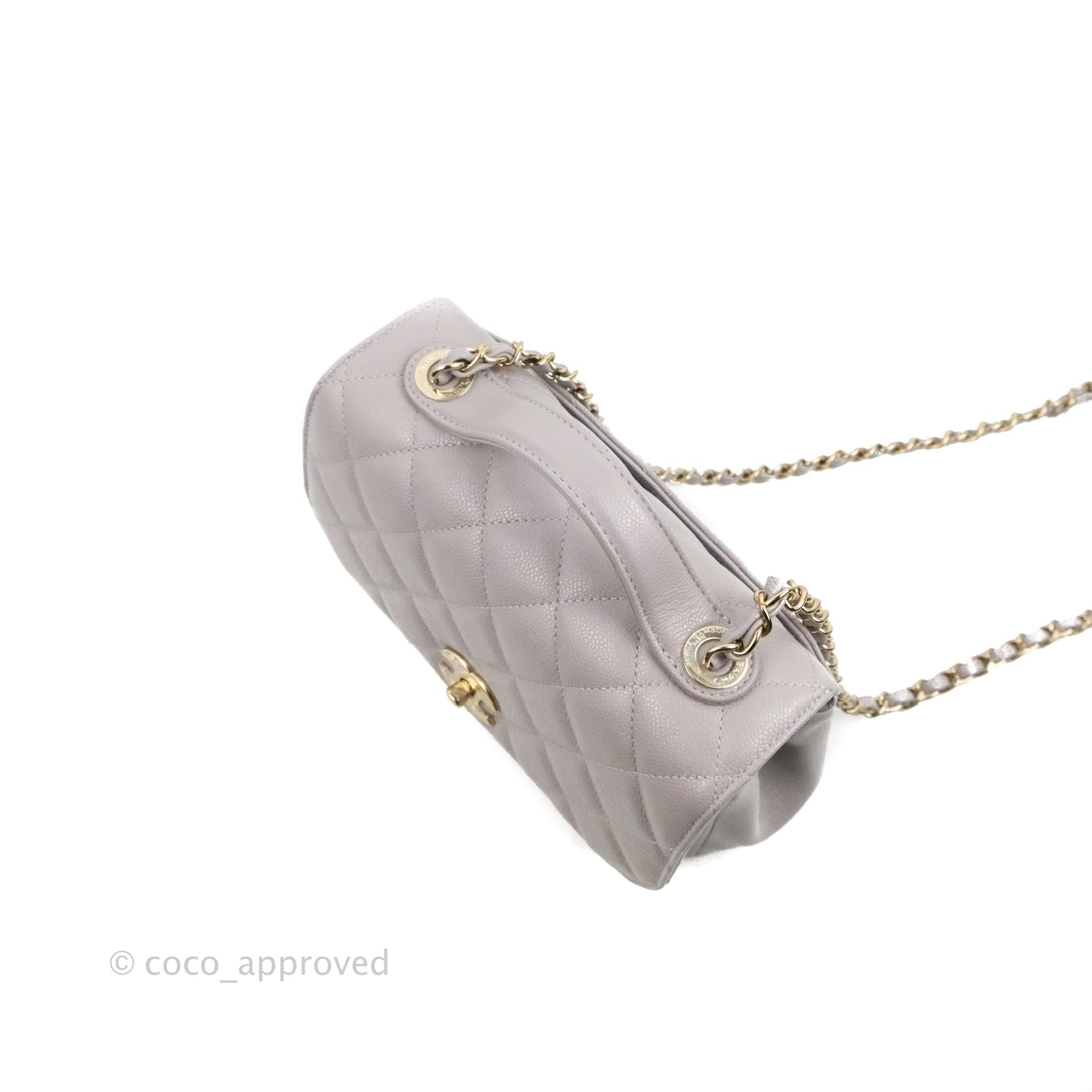 Chanel Quilted Medium Business Affinity Flap Grey Caviar Gold Hardware