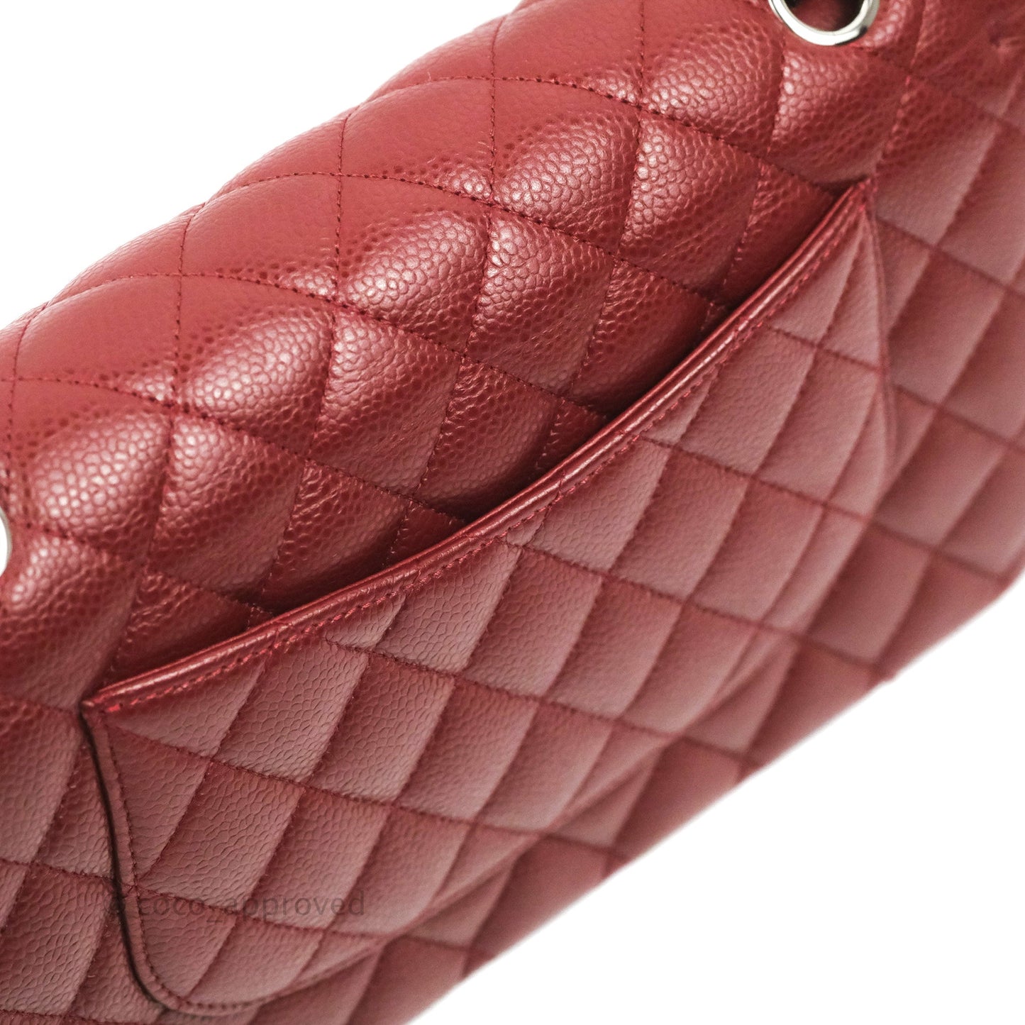 Chanel Classic M/L Medium Flap Quilted Dark Red Caviar Silver Hardware