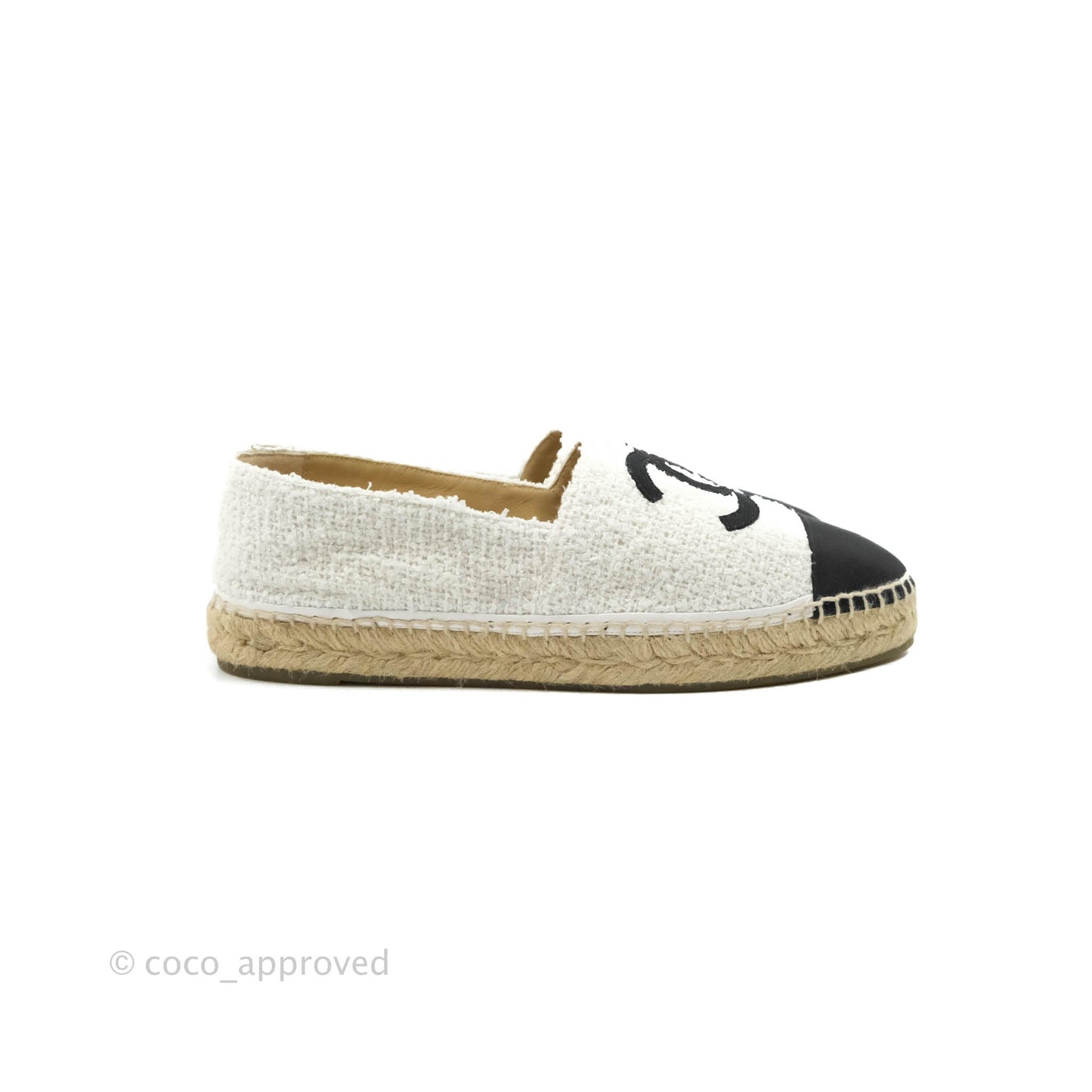 Chanel Espadrilles Tweed Black White 42C