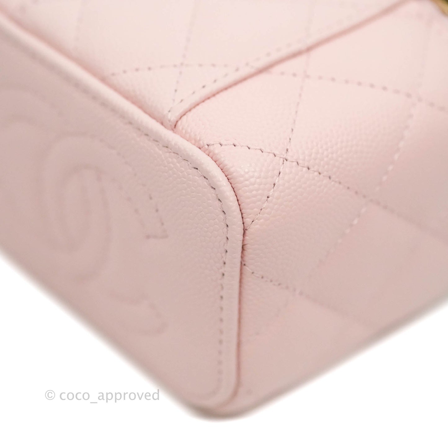 Chanel Mini Vanity With Chain Pink Caviar Gold Hardware
