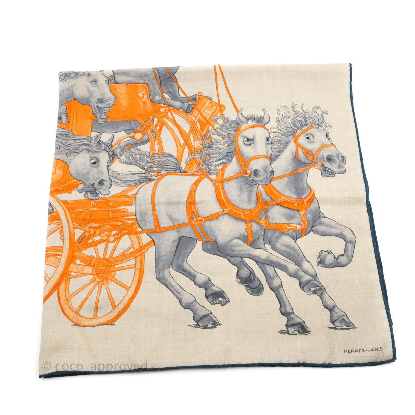 Hermès Men's Grand Carrosse Royal Cashmere Silk Scarf 100
