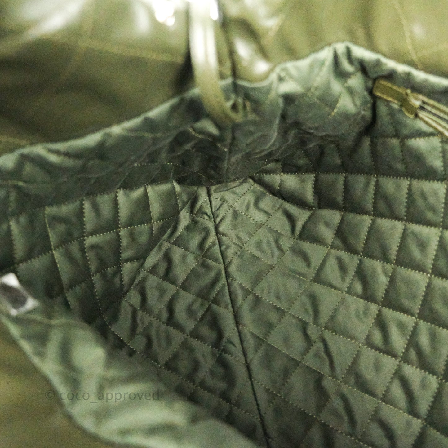 Chanel 22 Medium Army Green Shiny Calfskin Ruthenium Hardware