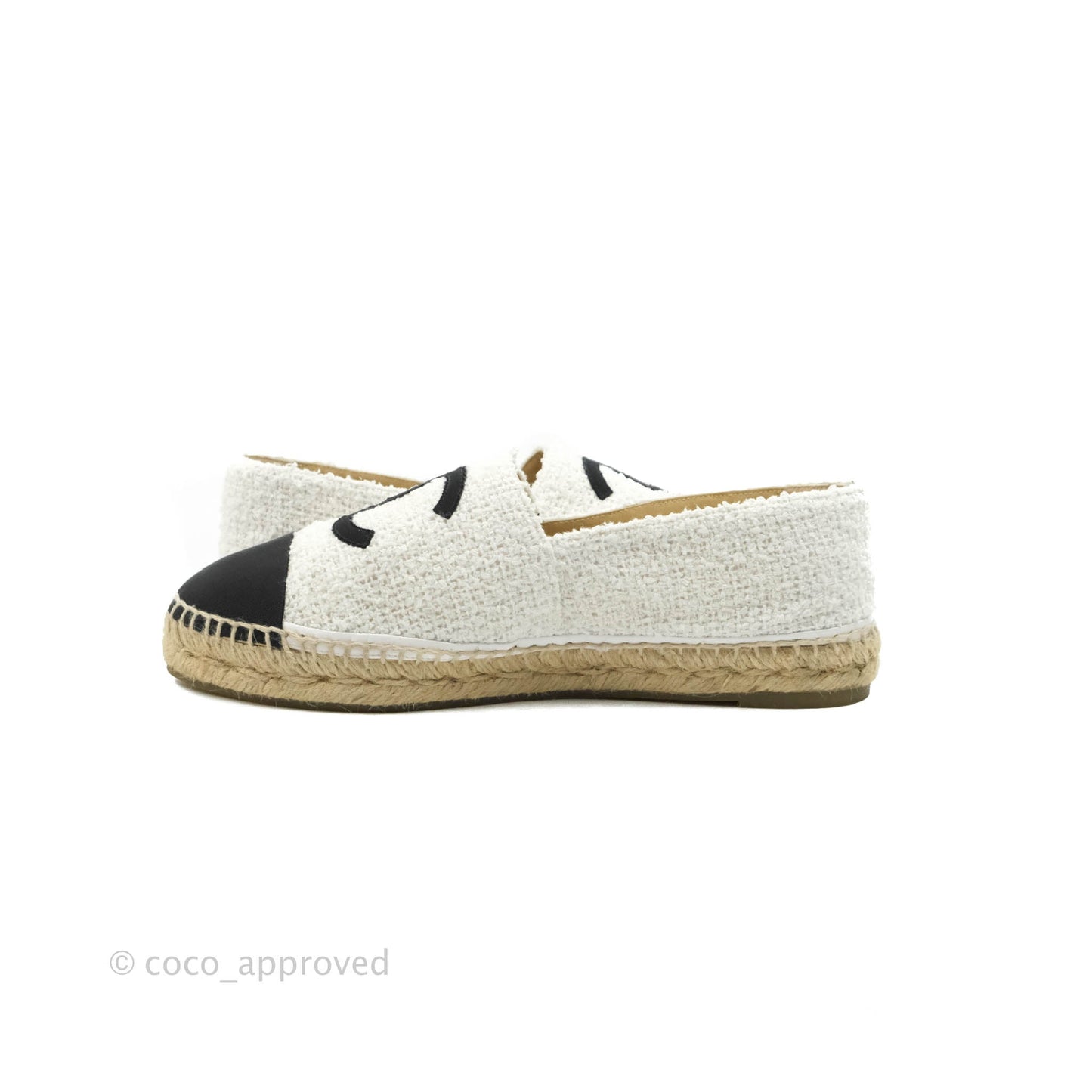 Chanel Espadrilles Tweed Black White 42C