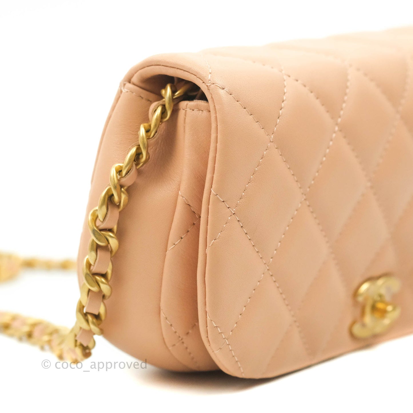 Chanel Clutch with Chain Beige Pink Calfskin Aged Gold Hardware