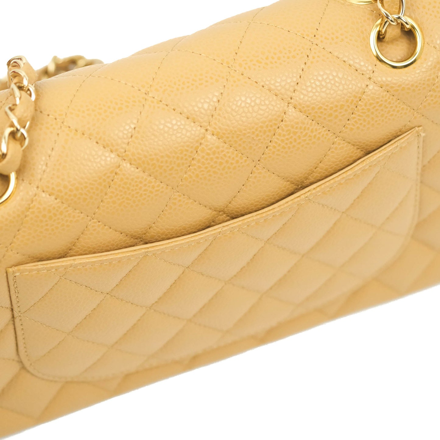 Chanel S/M Small Classic Quilted Flap Dark Beige Caviar 24K Gold Hardware
