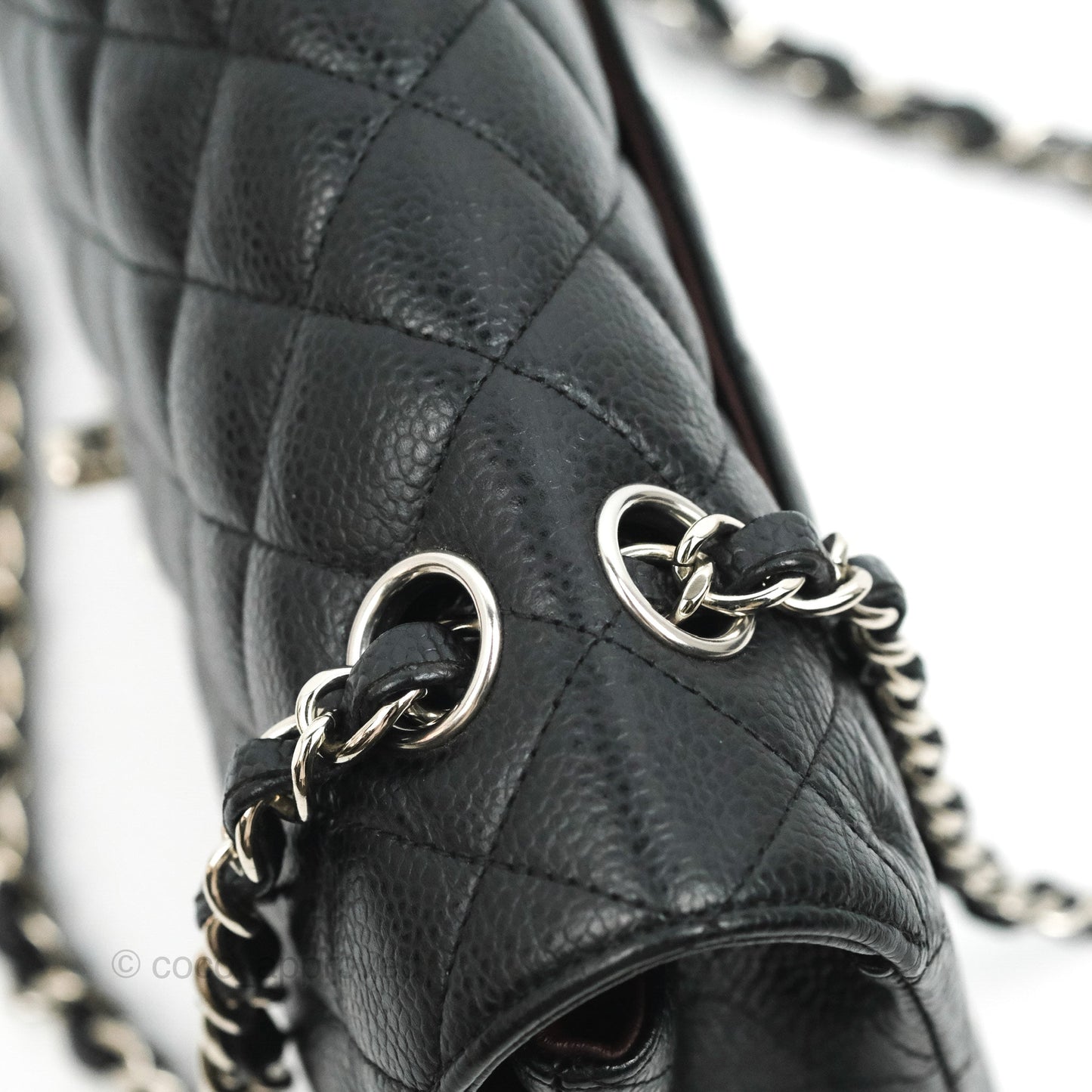 Chanel Classic M/L Medium Flap Quilted Black Caviar Silver Hardware