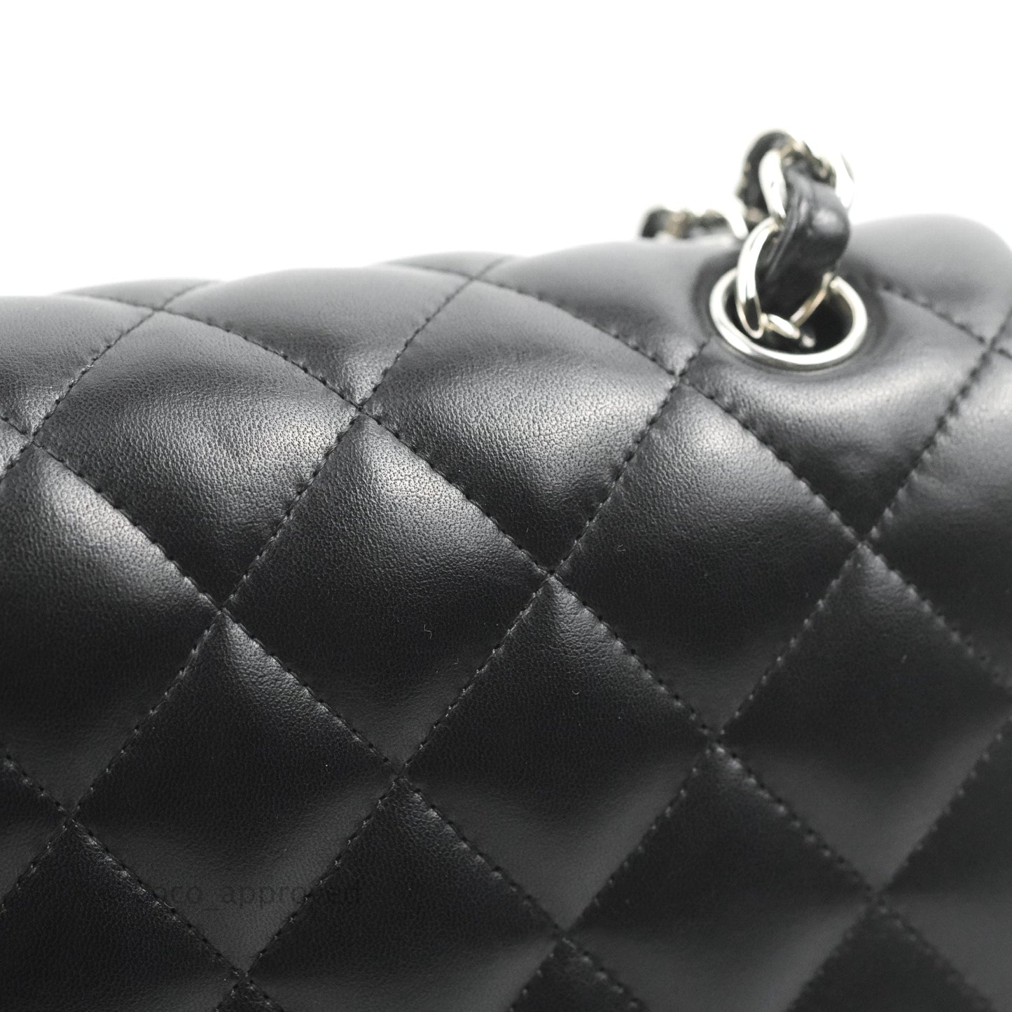 Chanel Quilted Jumbo Double Flap Black Lambskin Silver Hardware