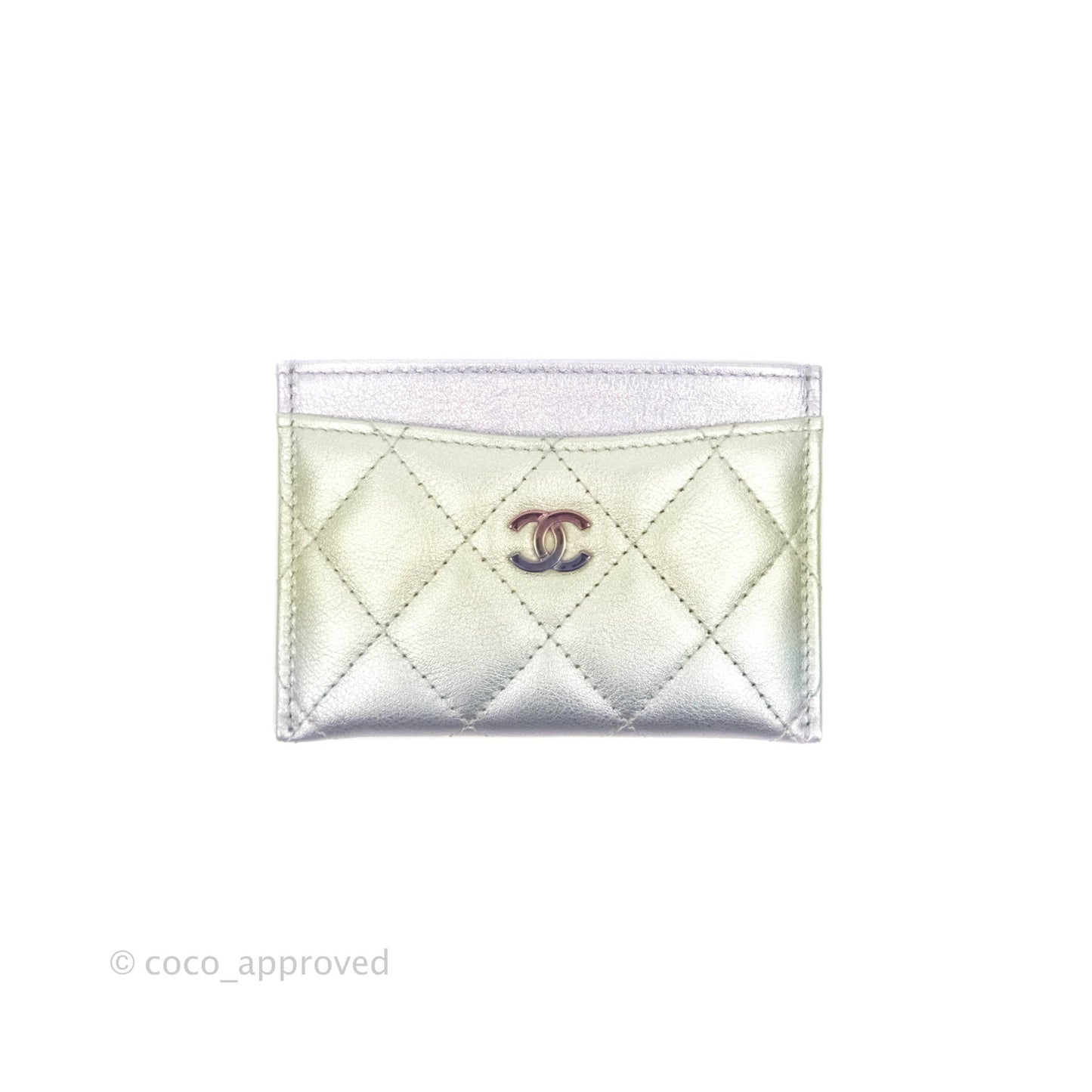 Chanel Classic Quilted Metallic Rainbow Lambskin Card Holder Rainbow Hardware