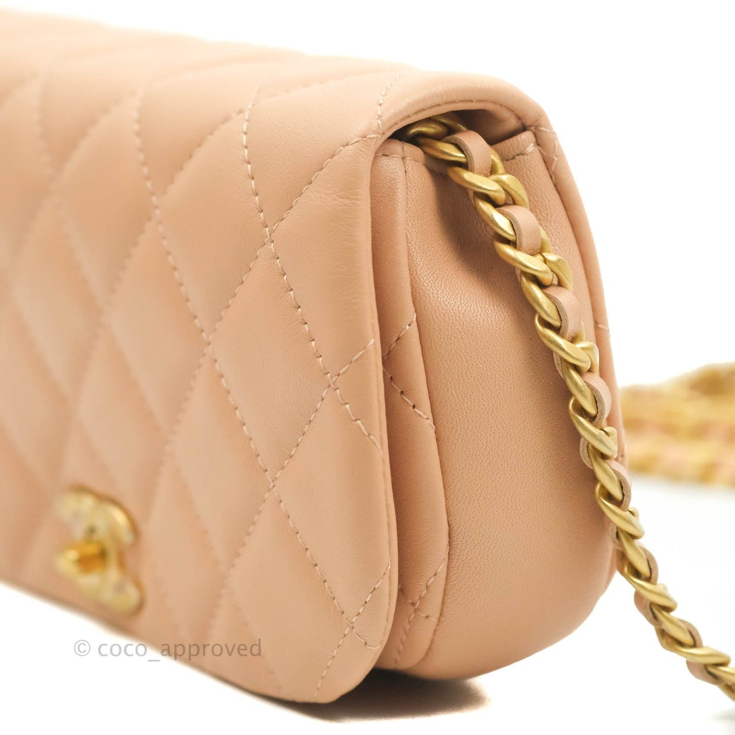 Chanel Clutch with Chain Beige Pink Calfskin Aged Gold Hardware