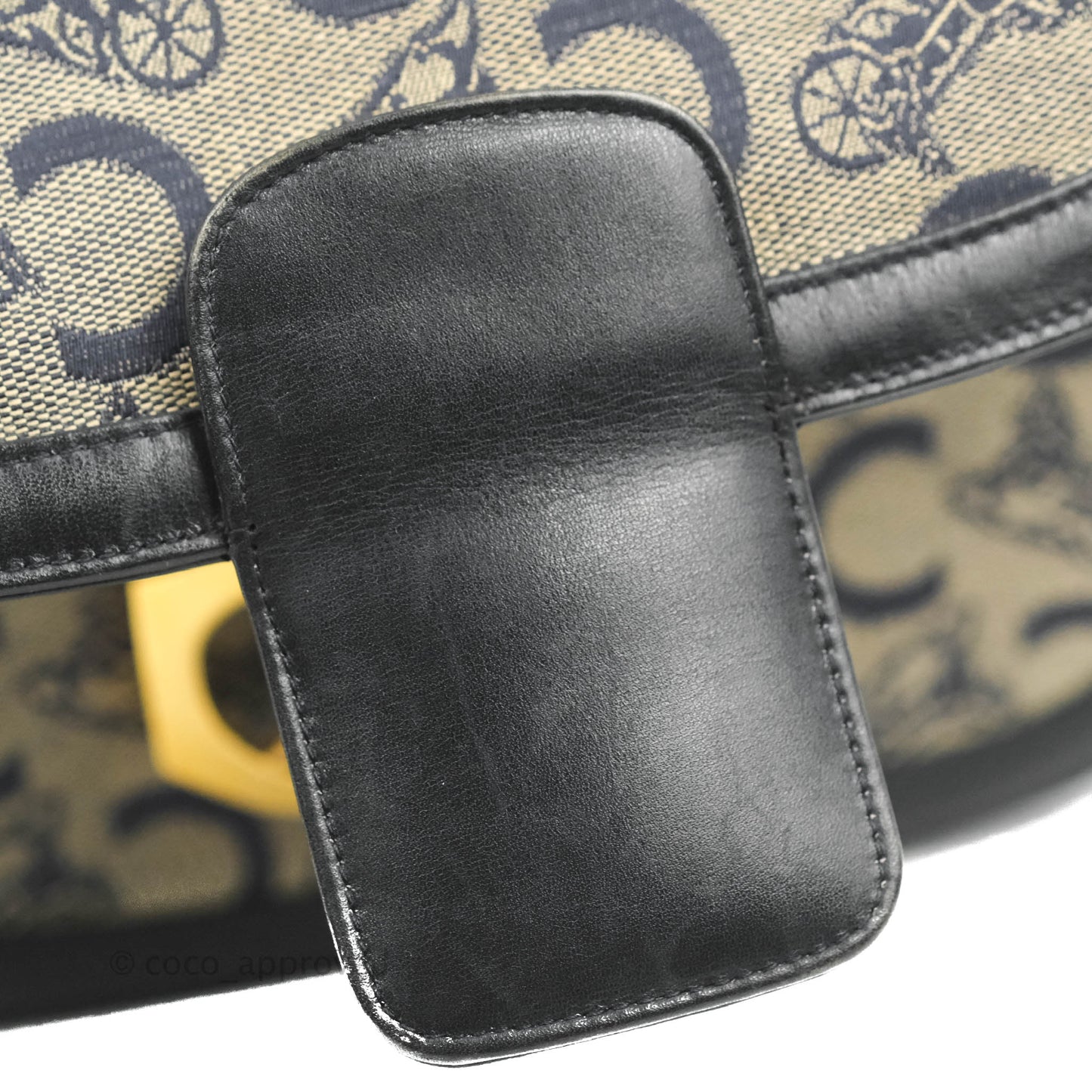 Celine Macadam Horse Carriage Bag Navy Gold Hardware