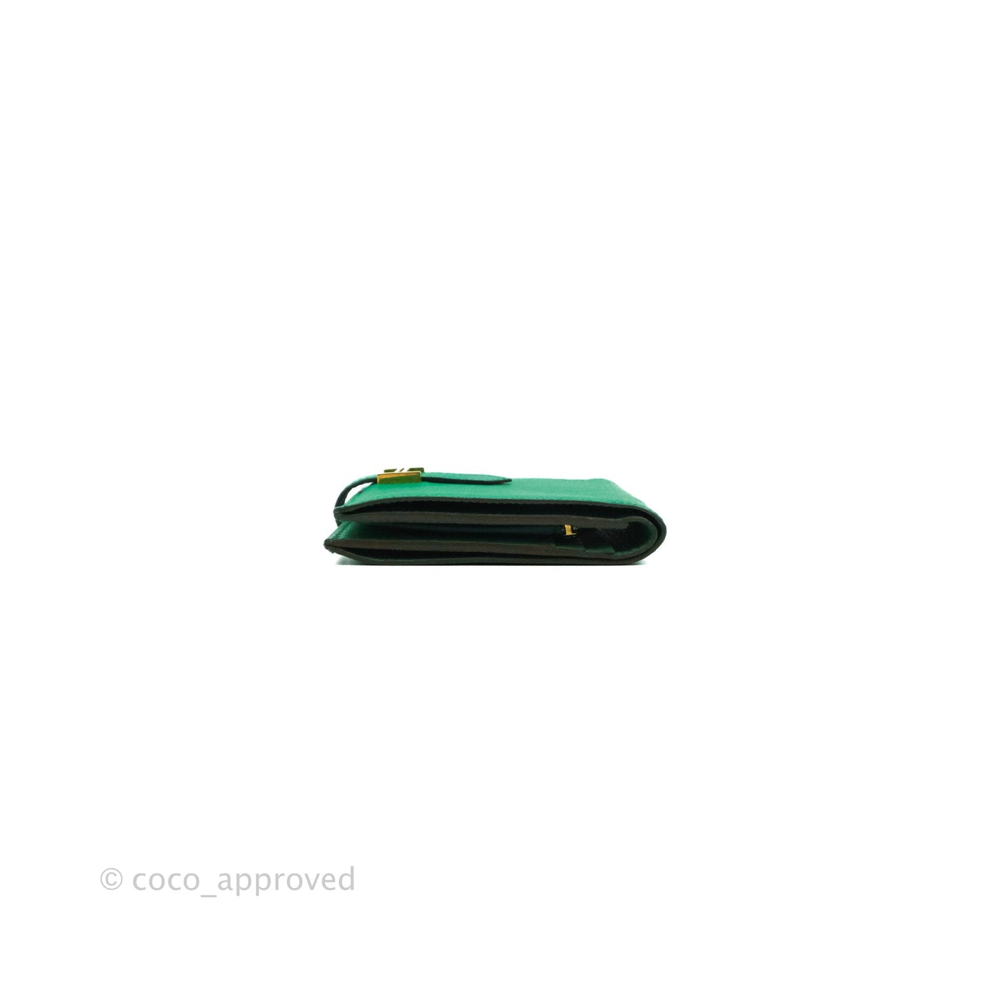 Hermes Bearn Wallet Green Chevre Mysore Gold Hardware