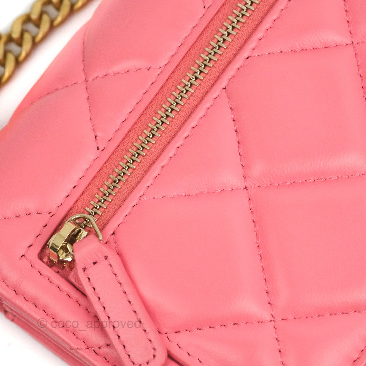 Chanel Enamel Quilted Pending CC Mini WOC Pink Lambskin Aged Gold Hardware 22P