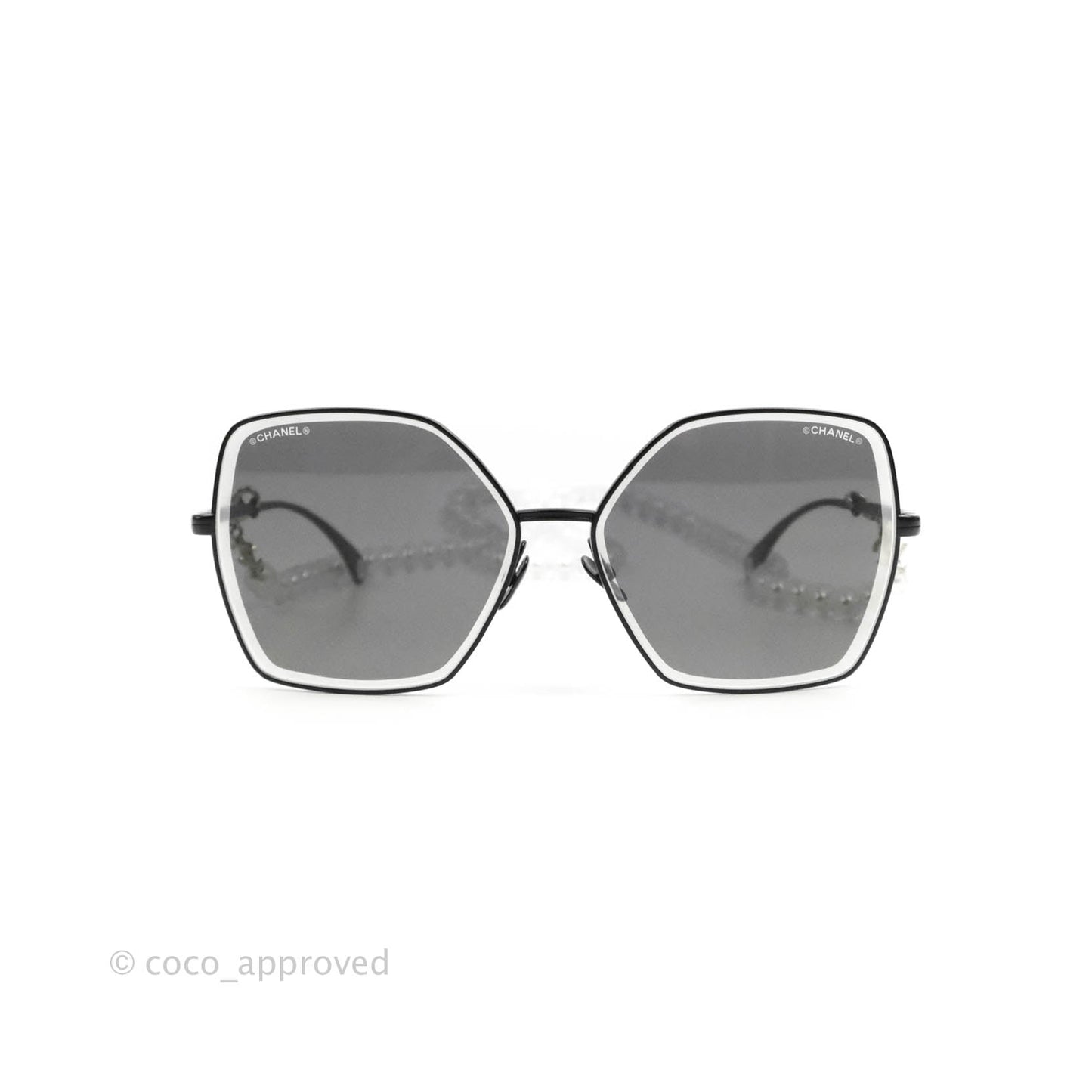 Chanel 4262 Butterfly Black Metal Sunglasses with Pearl Strap